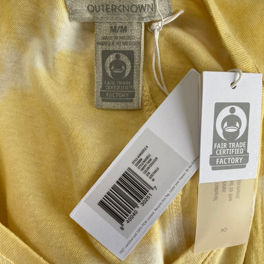 NEW Outerknown Trippy Tank Tie Dye Yellow Medium - Picture 3 of 4